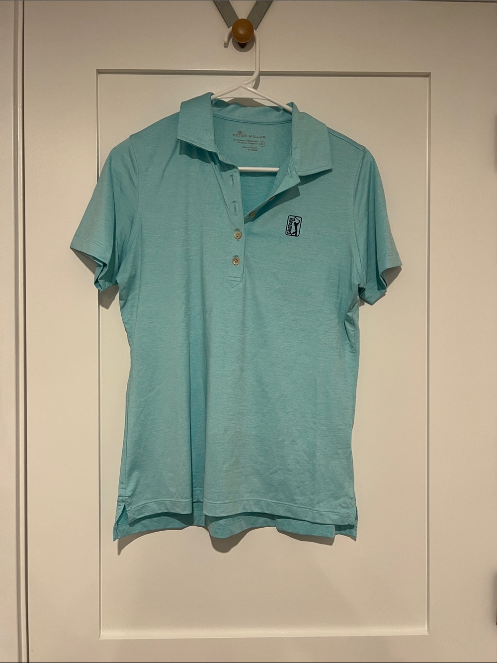 Like New Peter Millar Women’s Aqua Blue Golf Polo Size Medium